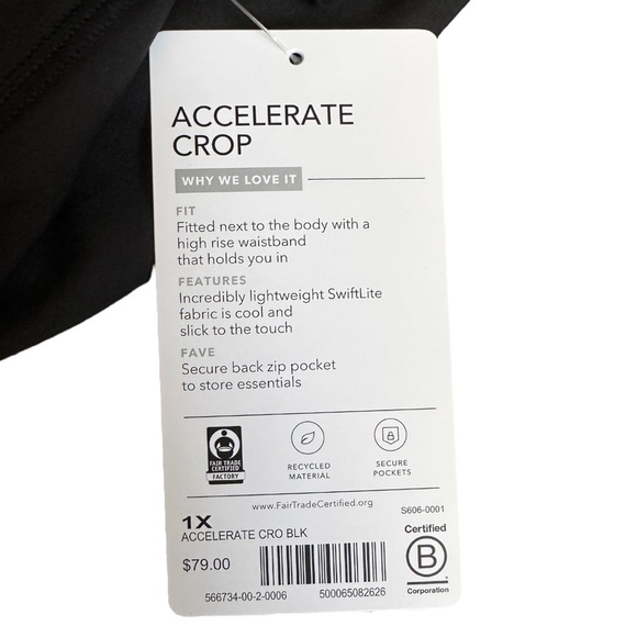NWT Athleta Accelerate High Rise Crop Leggings 1X Black SwiftLite Lightweight - Picture 8 of 10